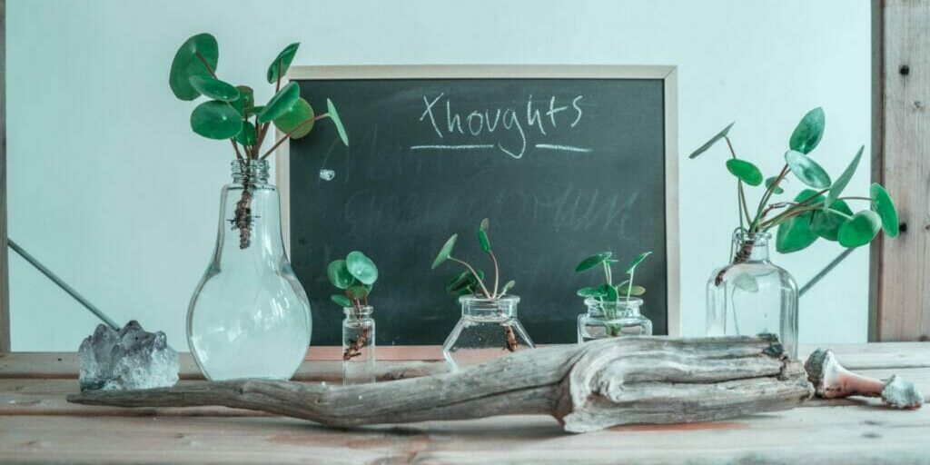 chalkboard with the word 'thoughts' written on it - Teach People How To Treat You